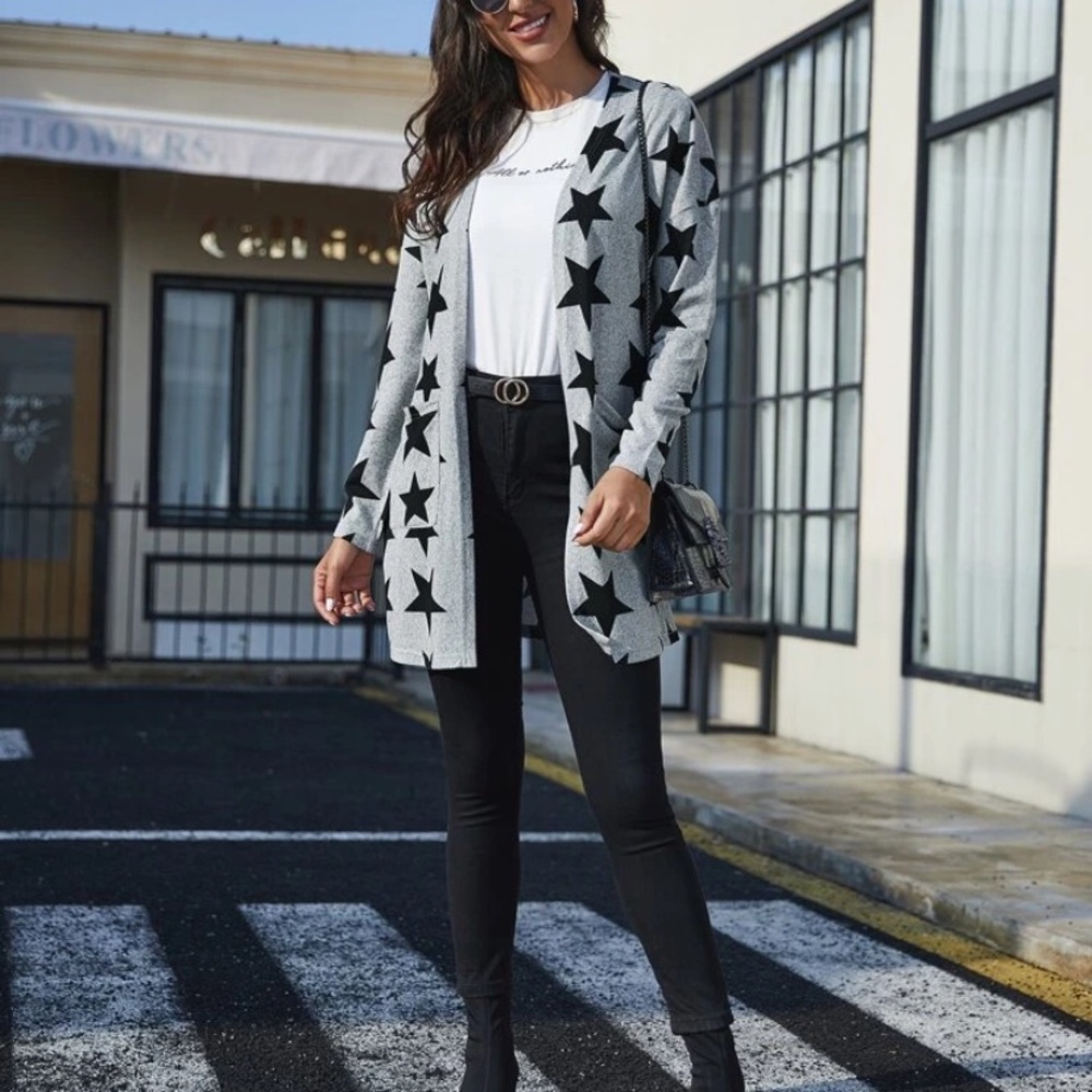 Five- Pointed Star Pattern Pocket Front Cardigan - image 2